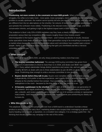 The B2B Positioning & Messaging Playbook preview page 2